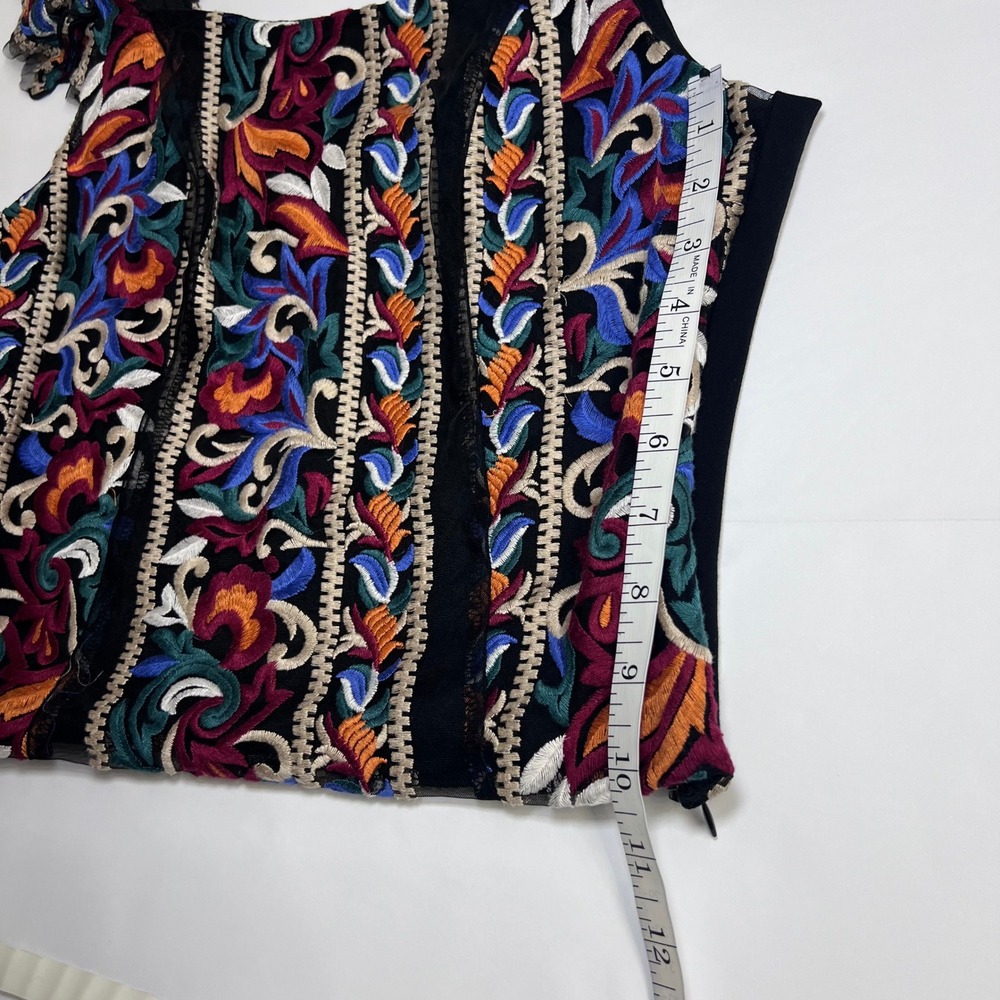 Embroidered Multicolor Crop Top with Ruffled Straps - Picture 7 of 10